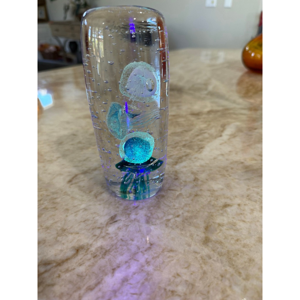 SPI Home Clear Blue Jellyfish Glass Decor One Size, paperweight sculpture decor